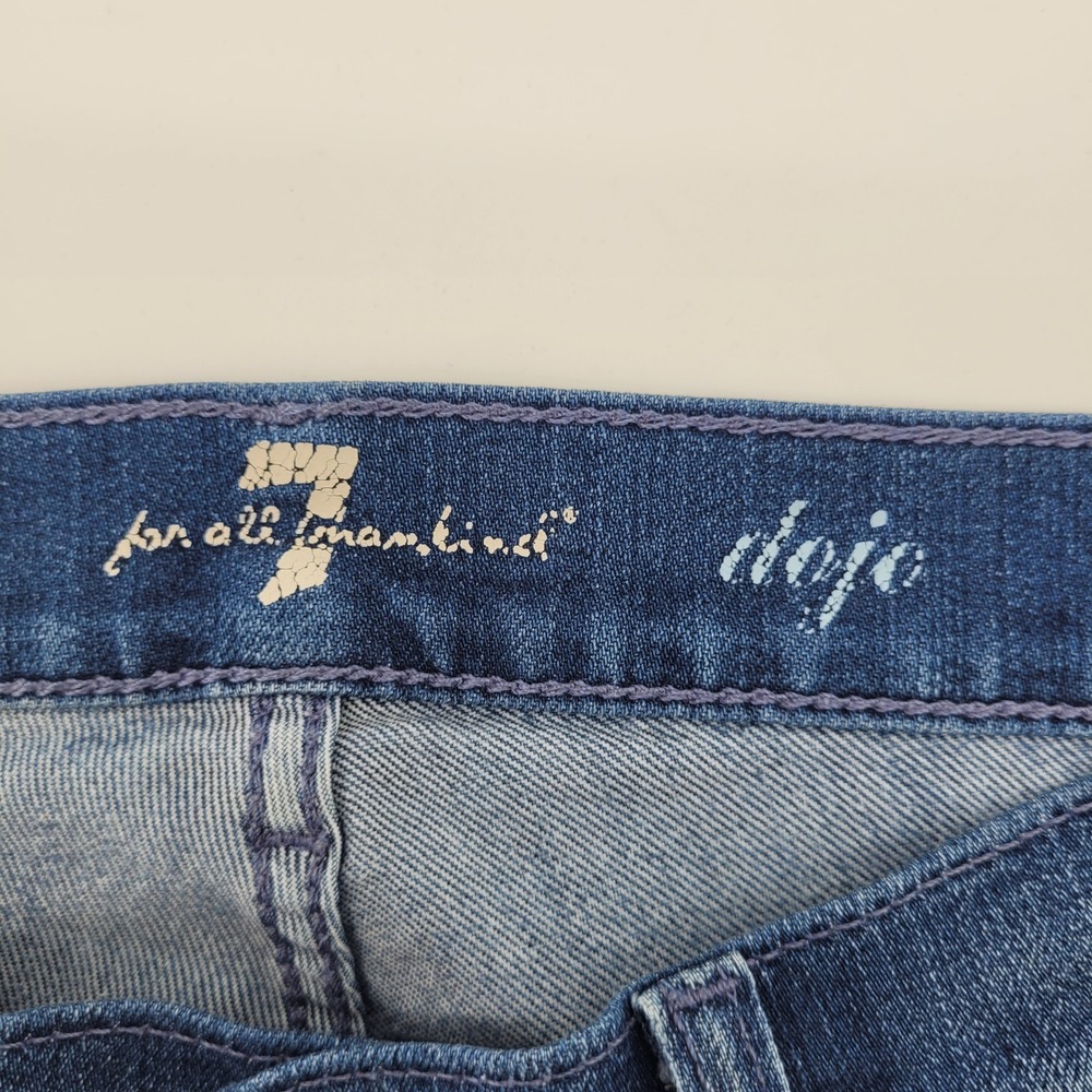 7‎ For All Mankind Dojo Jeans 28 Womens Blue Flare Leg Low Rise Denim Stretch - Picture 3 of 8